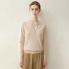 Suéter de cachemira pura para mujer, nuevo estilo otoño e invierno, cuello de tijera, tejido, suéter de punto holgado, suéter cálido para usar como base