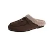 Mula cálida de terciopelo estilo coreano, punta redonda, sin cordones, zapatillas peludas de moda para usar al aire libre, suela gruesa, zapatillas de algodón para mujer en otoño e invierno