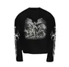 Harajuku Retro Otoño e Invierno Transfronterizo Nueva Camiseta de Cuello Redondo de Manga Larga Estilo High Street Americano Y2K Mismo Estilo para Hombres y Mujeres Calle Personalizada
