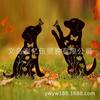 En Stock Cruce de Fronteras Metal Jardín Hueco Gato y Perro Adornos Creativo Paisaje Decoración Artesanía de Hierro Estacas de Jardín