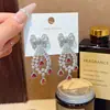 Pendientes de Lágrima con Circonita y Lazo Estilo Francés de Lujo Ligero, Artesanía Pesada, Pendientes de Moda y Sofisticados, Pendientes de Temperamento Único y de Nicho
