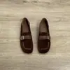 Nuevos mocasines planos de estilo retro con punta redonda para mujer, versátiles y cómodos, con diseño slip-on de gamuza tejida