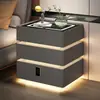 Mesa de Cabeceira Flutuante Inteligente de Três Camadas, Minimalista Moderno Carregamento Sem Fio Estilo Italiano Quarto Minimalista Casa Armário Criativo de Armazenamento