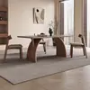 Mesa de Comedor de Pizarra para Hogar Apartamento Pequeño Retro Francés Madera Maciza 2025 Nuevo Estilo Mediados de Siglo Elegante Mesa de Comedor Rectangular y Sillas