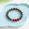 Auténtico Sandalo Verde Argentino Pulsera de Energía de los Cinco Elementos Estilo Zen Estilo Chino Pulsera de Sandalo Venta Directa de Fábrica Modelo de Pareja