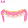 Corrente de Cintura de Dança do Ventre Infantil Cinto de Dança Oriental Infantil Toalha de Cintura para Performance de Mesa no Jardim de Infância Corrente de Cintura de Chiffon com 50 Moedas Atacado