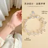 Pulsera de Cristal Natural de Calcedonia Azul con Doble Capa de Cuentas para Mujer, Diseño Dinámico con Acentos Plateados Fluidos, Joyería de Pulsera de Amatista Rosa