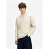 Nuevo suéter de punto para hombre de otoño e invierno con textura de punto trenzado estilo old money, cuello alto con media cremallera, venta al por mayor de fábrica transfronteriza