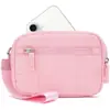 Carteira de Pulso Feminina Nova da Amazon Carteira Acolchoada de Nylon com 3 Bolsos com Zíper Suporta Porta-Cartão de Viagem