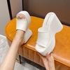 Sandalias de tacón alto blancas con plataforma nueva de verano 2024, zapatos de mujer con cuña, zapatillas de punta cuadrada europeas y americanas, talla 35-43