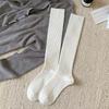 Calcetines de Compresión, Calcetines para Pantorrilla, Calcetines Nuevos de Color Puro Rayados para Mujer, Versátiles Calcetines Grises Estilo Coreano con Zapatos Pequeños de Cuero