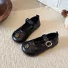 Sapatos Pequenos de Couro com Padrão de Diamante Estilo Chanel 2026 Primavera/Outono Nova Versão Coreana Sapatos de Princesa Floridos para Meninas Sapatos Mary Jane com Solado Macio