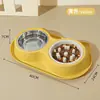 Tazón doble para mascotas, tazón de alimentación lenta para gatos, tazón de agua y alimentación lenta para gatos, tazón para perros, comedero de tazón doble de acero inoxidable para gatos