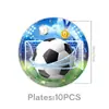 Festa de Aniversário de Futebol Azul Transfronteiriça Utensílios de Mesa Copos de Papel com Tema Copa do Mundo, Guardanapos de Papel, Banners, Adereços de Decoração de Aniversário