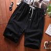 Pantalones cortos de algodón de verano para hombre, pantalones deportivos finos y holgados de algodón de cinco puntos, pantalones de playa de algodón y lino para hombre