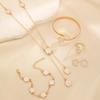 Conjunto de 5 piezas de joyería de trébol de cinco hojas para mujer, collar de flor de la suerte con gotas de aceite, pulsera y pendientes a juego.
