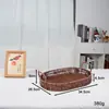 Cesta Tejida de Mimbre Sintético para Frutas y Sándwiches, Cesta para Pan Estilo Japonés, Cesta para Panecillos al Vapor, Cesta de Almacenamiento para el Hogar en la Sala de Estar, Bandeja de Mimbre con Doble Asa