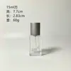 Nueva Mini Q-Version Perfume Transparente Cuadrada 15ml Tapa de Rosca Botella de Vidrio Botella Vacía Muestra Tapón de Botella de Spray