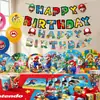 Platos de Papel para Fiesta de Cumpleaños de Mario, Servilletas de Papel, Manteles, Set de Fiesta Temática de Juegos de Mario Más Vendido en Amazon