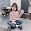 Camiseta Térmica Infantil Gola Meia-Alta para Outono e Inverno, Top Versátil Estilo Coreano para Meninas, Roupa Íntima Quente de Manga Longa para Crianças Maiores