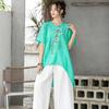 Terno Mãe 2024 Primavera e Verão Novo Estilo Étnico Feminino Solto Casual Calças Brancas Terno Roupas Étnicas de Viagem