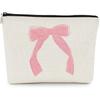Bolsa Cosmética de Moda con Estampado de Moño Rosa Nuevo Transfronteriza Bolsa de Almacenamiento de Gran Capacidad Estuche para Lápices