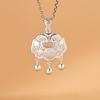 Pie de Rey Ciervo Dorado Plata Llana Cuentas de Plata Borla Fuzi Ruyi Colgante Candado de Plata Combinación Sencilla Collar Colgante para Mujer