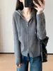 Y estilo simple~100% lana cremallera de doble sentido ajuste ceñido tejido de canalé cárdigan para mujer 26 nuevo otoño/invierno H091817