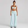 Conjunto de yoga transfronterizo con cuello halter, diseño de dos piezas falso, tirantes ajustables, chaleco deportivo de secado rápido y conjunto de pantalones largos para correr y fitness