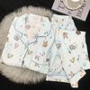 Pijama de Algodão Nuvem para Mulheres Primavera e Outono Novo Desenho Animado Fofo Calça de Manga Longa Conjunto de Roupa de Casa para Dormitório Estudantil Transfronteiriço