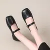 Zapatos de Mujer Retro de Punta Cuadrada y Tacón Bajo 2026 Nuevo Estilo Otoño, Combinados con Faldas, Estilo Nocturno Suave, Zapatos Planos Mary Jane Suaves