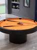 Mesa de Billar Redonda Villa, Mesa de Nueve Bolas para Entretenimiento en Bar Interior, Mesa de Billar Multifuncional Tres en Uno Negra Ocho Comercial