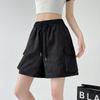 Shorts de Trabalho Americano Tie-Dye para Mulheres Verão 2025 Nova Roupa Exterior Cintura Alta Perna Larga Linha A Casual Calças Esportivas