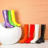 2026 Novas Botas Femininas de Cano Alto de Salto Médio Comércio Exterior AliExpress Transfronteiriço Couro Patente Lolita Tamanho Grande 40-48 Botas