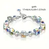 Pulseira Cristal Pedra de Transferência Popular Quadrada Transfronteiriça Moda Feminina Joias Elegantes Pulseira Cor Aurora AB Atacado