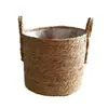 Cesta de Flores Tejida de Pasto Marino Nórdico, Cesta Tejida Hecha a Mano, Ave del Paraíso, Planta Verde Ficus Lyrata Maceta de Piso, Cesta de Flores de Almacenamiento