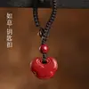 Chaveiro Pingente de Cabacinha de Cinábrio, Pixiu Trazedor de Riqueza, Amuleto de Segurança, Corrente para Pingente de Celular, Pequeno Ornamento Pendente