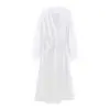 Para Comércio Exterior Transfronteiriço Europeu e Americano Roupas Femininas Aliexpress Venda Quente Verão Simples Manga Longa Decote V Cruzado Estilo Camisa Vestido
