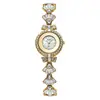 Pulseira de Relógio de Quartzo em Forma de Leque Cravejada com Diamantes Modelo Novo Cross-Border Goldie À Prova d'Água Elegante Versátil para o Trabalho Deslocamento Diário Relógio Feminino