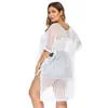 Blusa sexy de talla grande para mujer transfronteriza, tejida calada, color sólido, abertura irregular, holgada, para playa, bikini F986