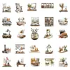 50 Pegatinas de Arte para Muebles Retro Material para Mascotas Taza Térmica Decorativa Pegatinas para Teléfono Móvil, Portátil, Tableta