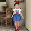 Nueva Camiseta Sencilla de Verano para Niña con Estampado, Cuello Redondo, Manga Corta, Shorts Casuales de Cintura Recta, Ropa Sencilla para el Día a Día