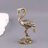 Nuevo Grulla de Cresta Roja de Cobre Puro Grulla Objetos Antiguos Antiguos Mascota de Té para Jugar Artesanía Escritorio Decoración del Hogar Adornos de Latón