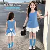 Conjunto Súper Lindo para Niñas 2026 Nuevo Verano Estilo Coreano Niña Linda y Dulce Chaleco de Lunares y Falda de Encaje