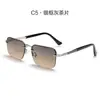 Gafas de Hombre Estilo de Negocios de Alta Gama Europeas y Americanas, Gafas de Sol sin Montura, Gafas de Sol con Montura Cuadrada para Mujer, Estilo de Alta Gama