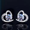 Brincos de tarracha de coração de pêssego em prata de lei com diamante Super Flash brincos de tarracha dinâmicos em forma de coração brincos de zircônia em forma de coração bonitos e simétricos