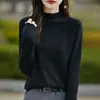 Suéter Base de Lana Fina con Cuello Alto y Manga Larga Ajustado, Nuevo Otoño/Invierno 2026, Tejido de Punto con Relieve para Mujer, Transfronterizo