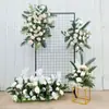 Placa de fundo vermelho para casamento palco floral fileira de flores de palco placa KT floral flor amarrada fileira de flores de banquete de casamento flor artificial
