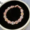 Cenizas de Primavera Ocultan Primavera~ Pulsera de Circonita Cuadrada Estilo Coreano Exquisita Pulsera de Estilo Dulce Diseño de Joyería de Lujo Ligero de Alta Gama