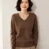 Novedad Lujo Ligero Flora 100% Lana Suéter para Mujer Estilo Coreano Cuello en V Combinación Perfecta Suéter de Lana Engrosado Holgado de Punto Moderno